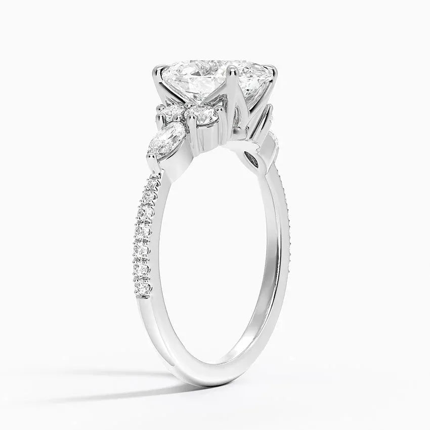 round & pear cluster pave Oval Cut Engagement Ring