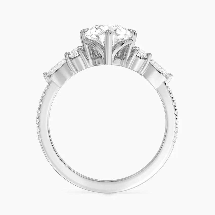 round & pear cluster pave Pear Cut Engagement Ring
