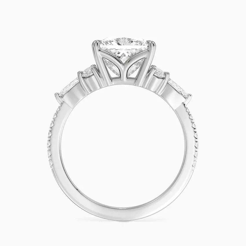 round & pear cluster pave Princess Cut Engagement Ring