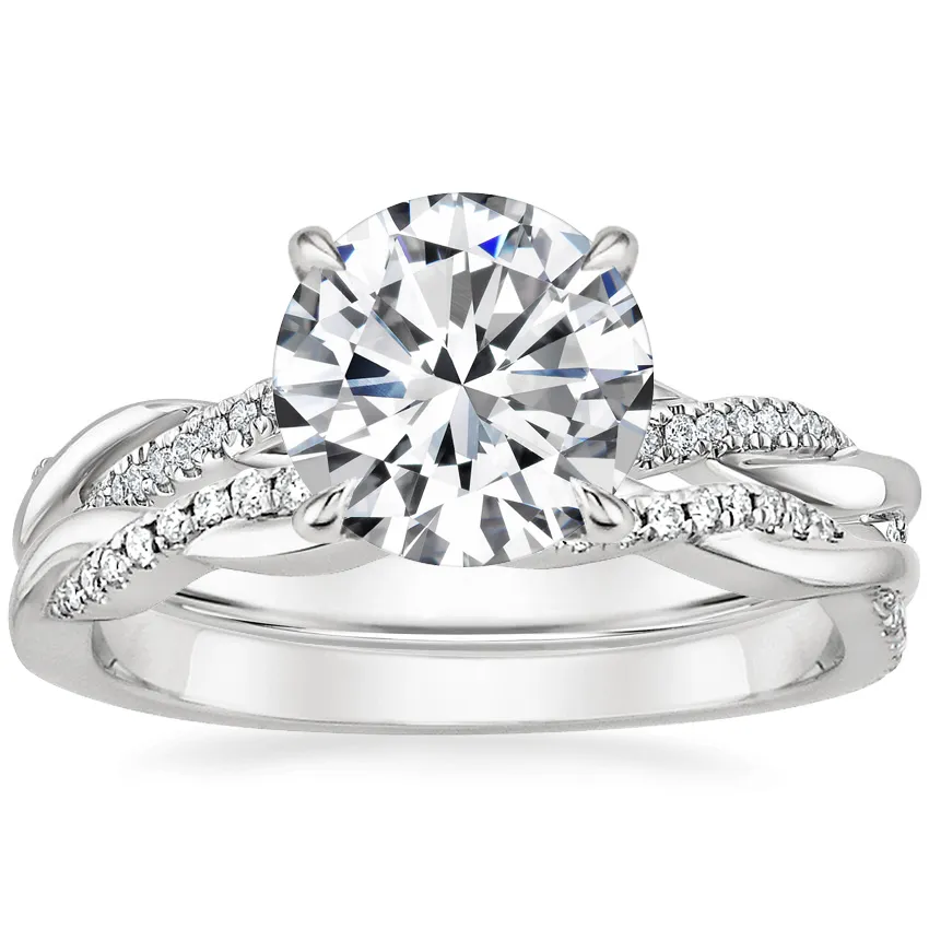 [99 USD mit Code VINE]Twisted Vine Hidden Halo Moissanite Brautset