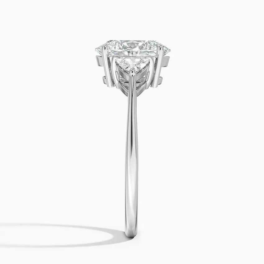 Trillion Cut Three Stone Oval Engagement Ring