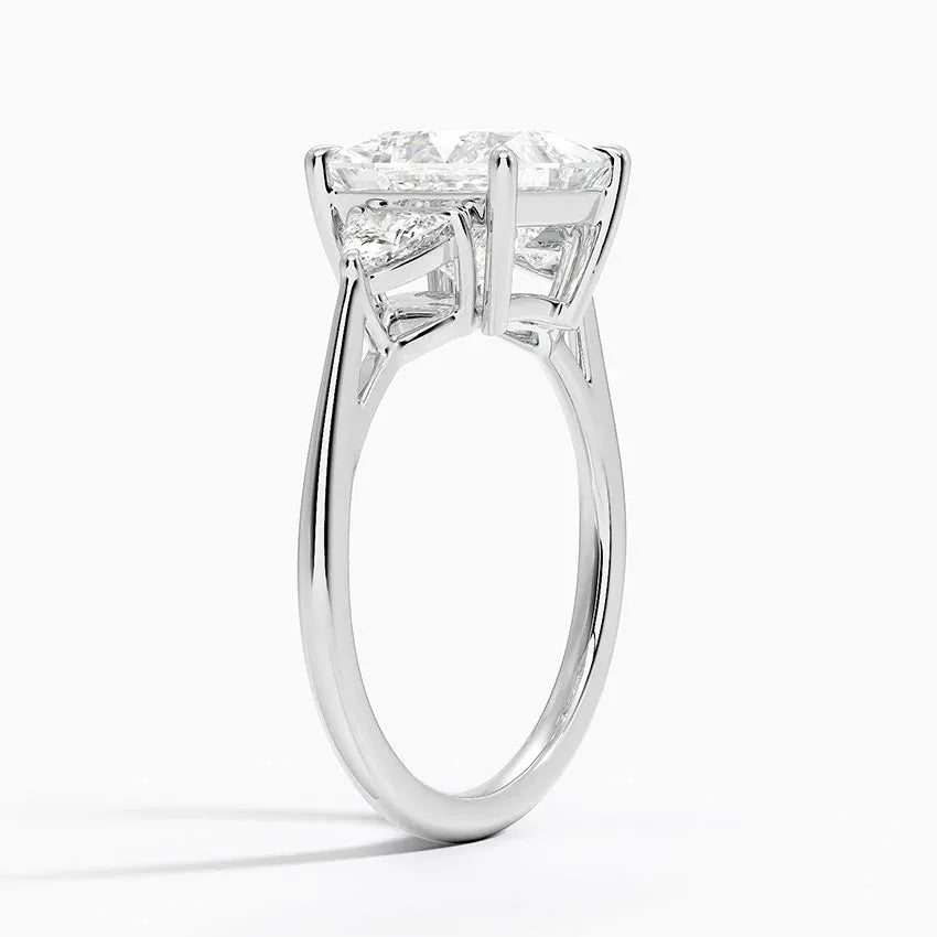 Trillion Cut Three Stone Princess Engagement Ring
