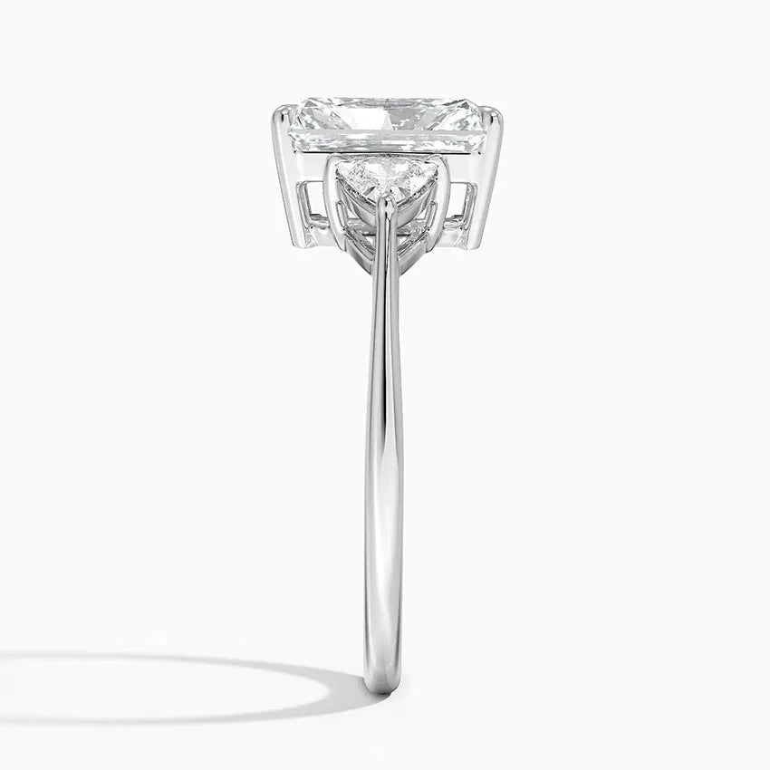 Trillion Cut Three Stone Radiant Engagement Ring