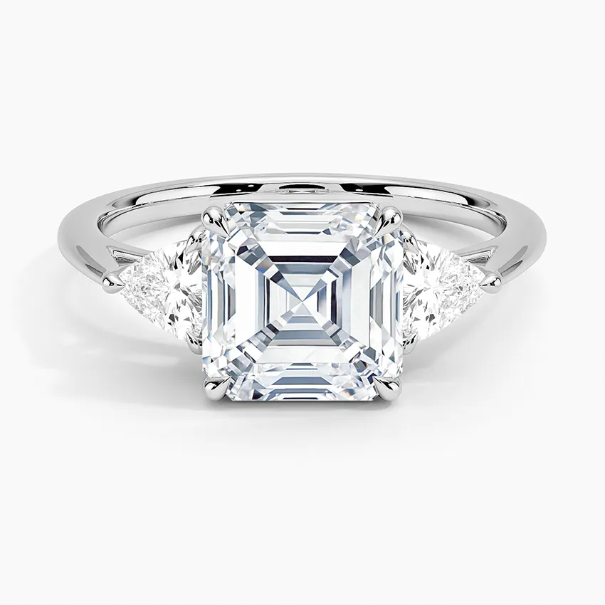 Trillion Cut Three Stone Asscher Engagement Ring