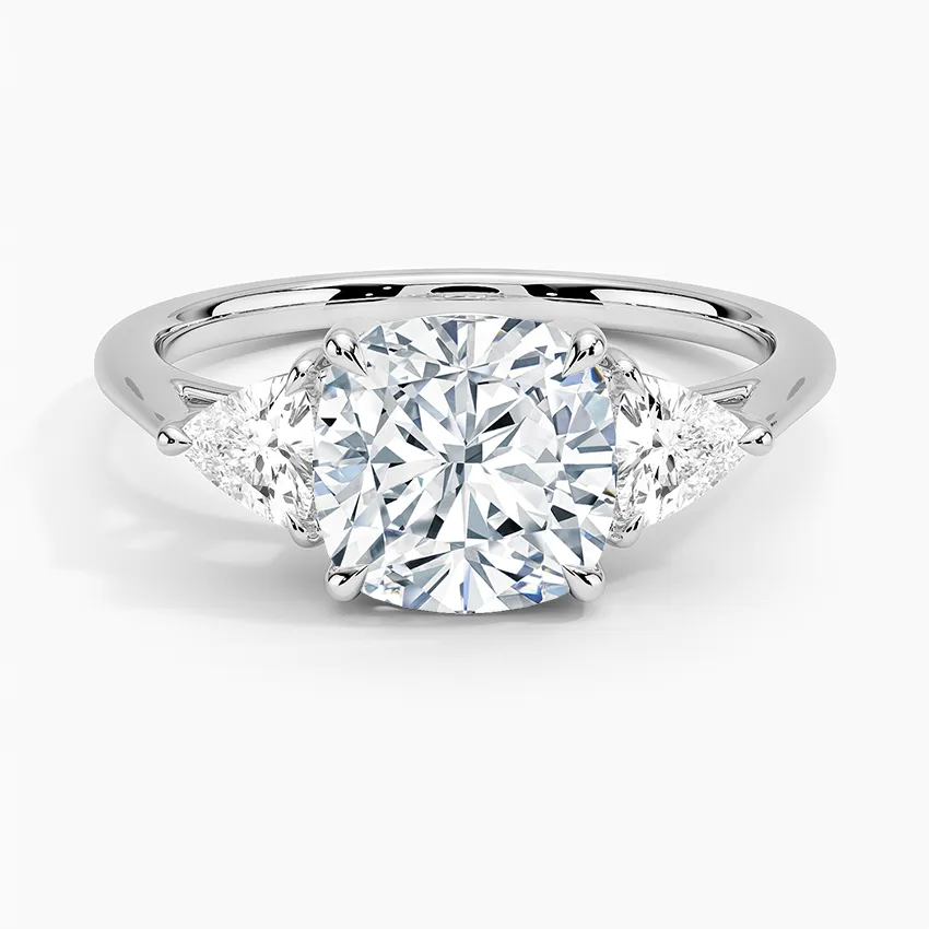 Trillion Cut Three Stone Cushion Engagement Ring