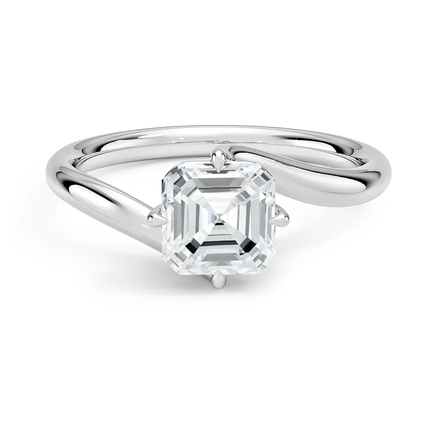 Solitaire Twisted Asscher Cut Engagement Ring