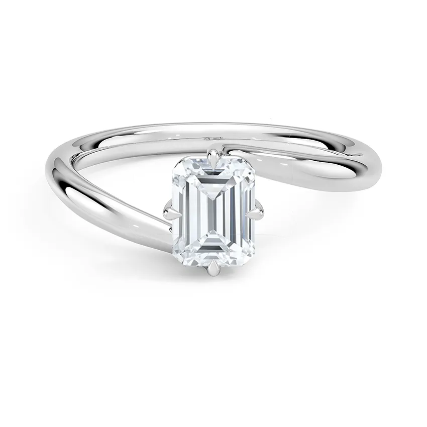 Solitaire Twisted Emerald Cut Engagement Ring