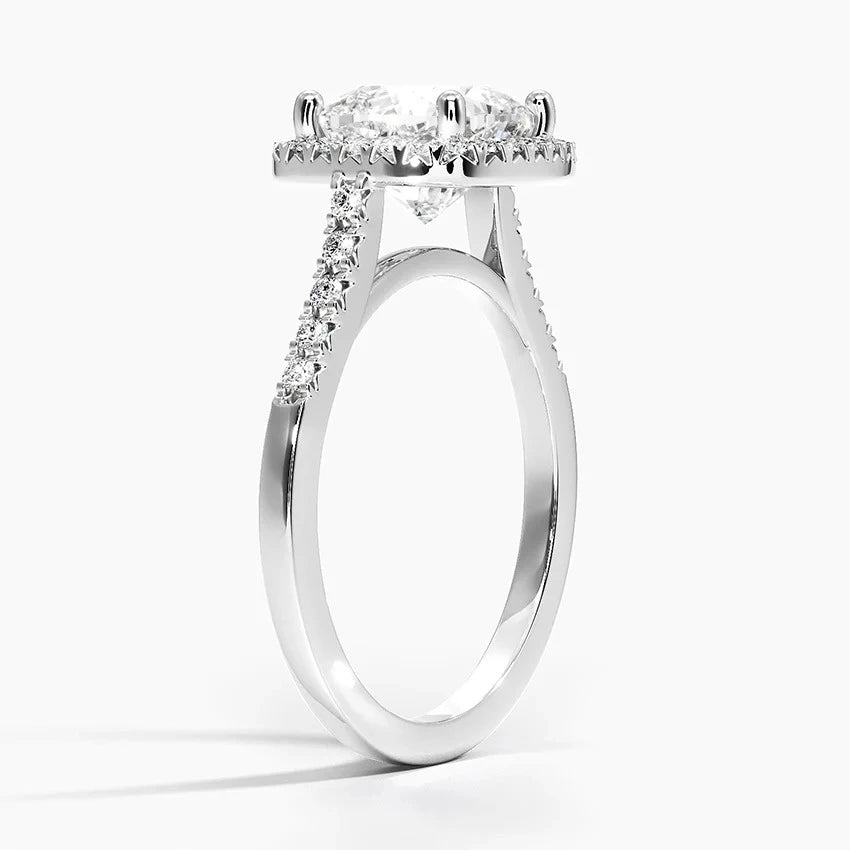 French Pavé Cushion Halo Engagement Ring