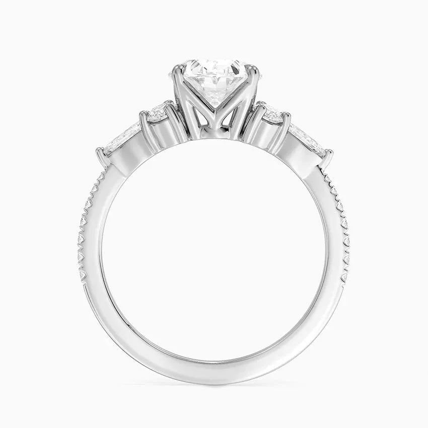 round & pear cluster pave Oval Cut Engagement Ring