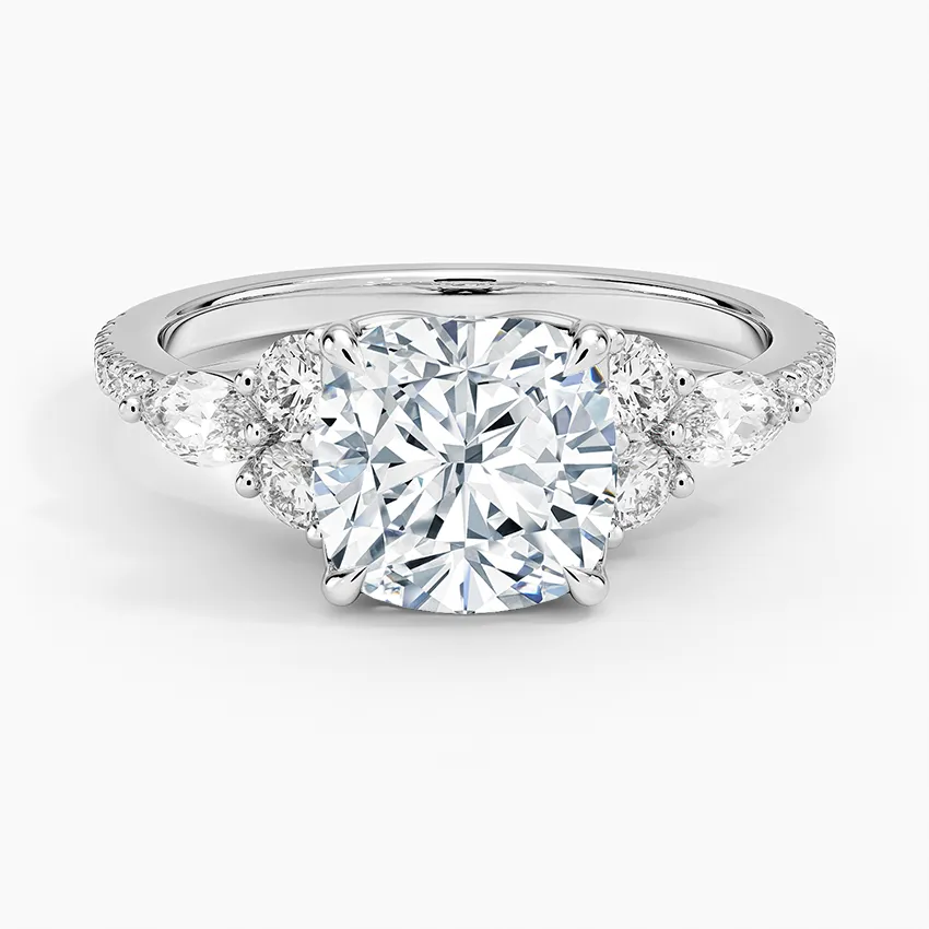round & pear cluster pave Cushion Cut Engagement Ring