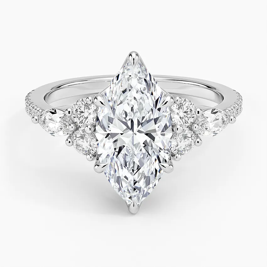 round & pear cluster pave Marquise Cut Engagement Ring