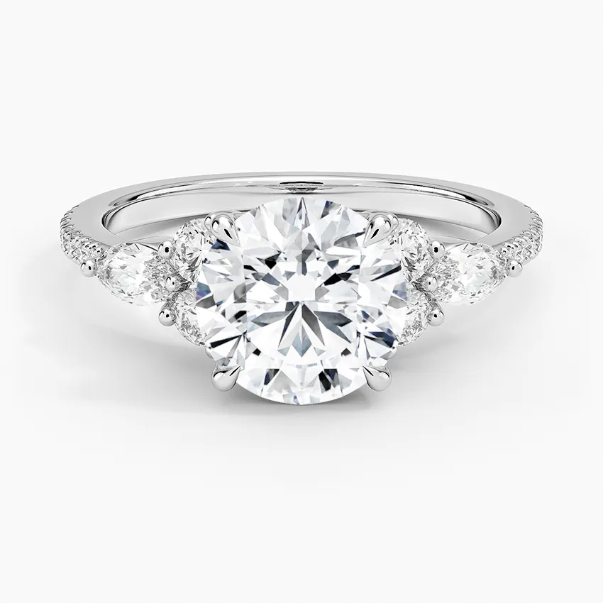 round & pear cluster pave Round Cut Engagement Ring