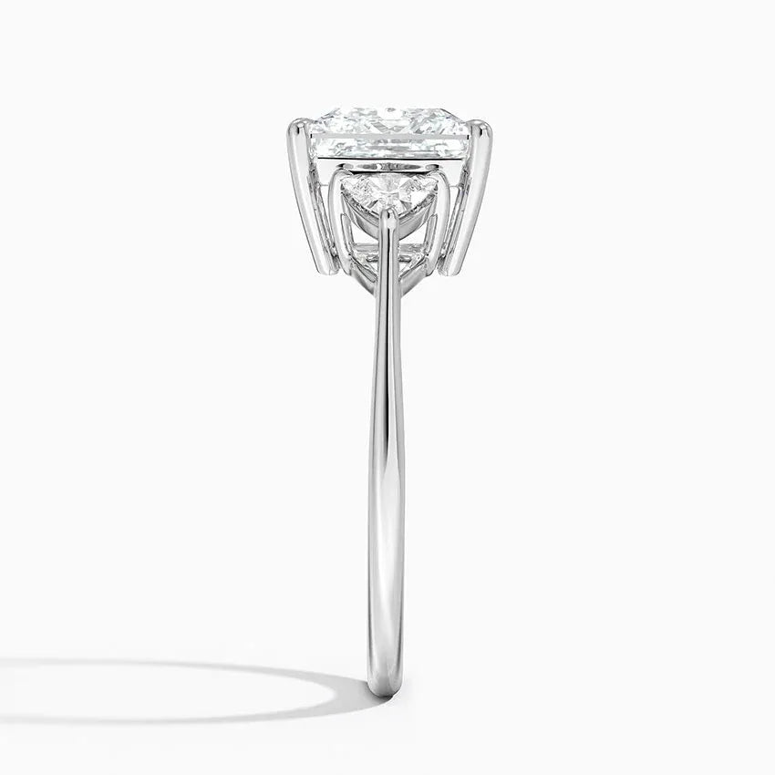 Trillion Cut Three Stone Princess Engagement Ring