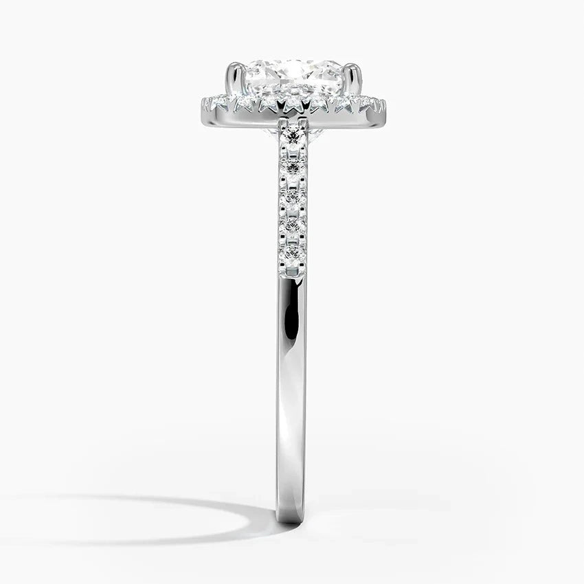 French Pavé Cushion Halo Engagement Ring