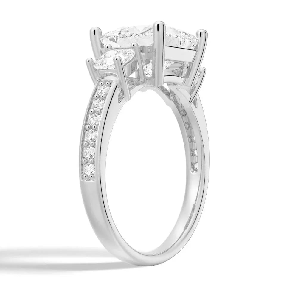 Princess Three Stone Moissanite Engagement Ring
