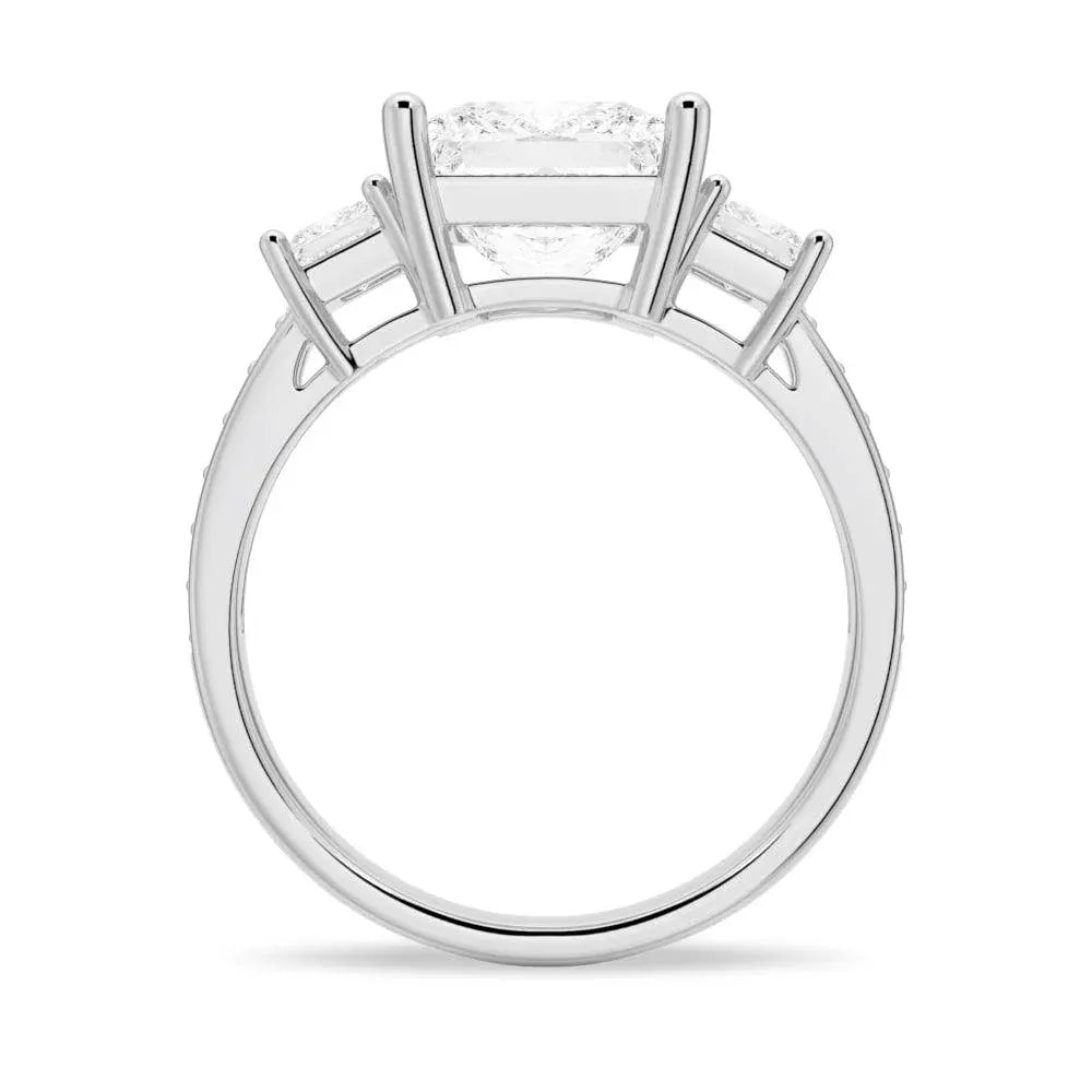 Princess Three Stone Moissanite Engagement Ring