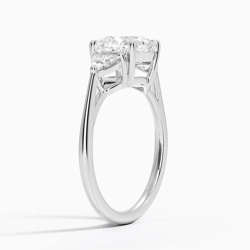 Trillion Cut Three Stone Cushion Engagement Ring