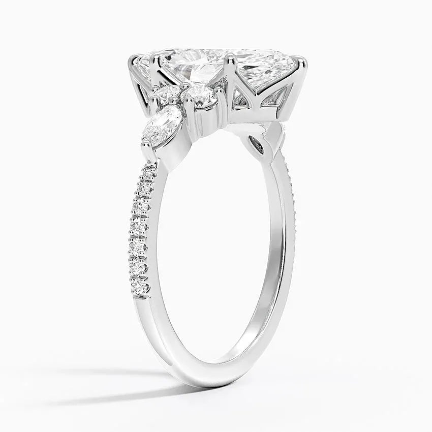 round & pear cluster pave Marquise Cut Engagement Ring