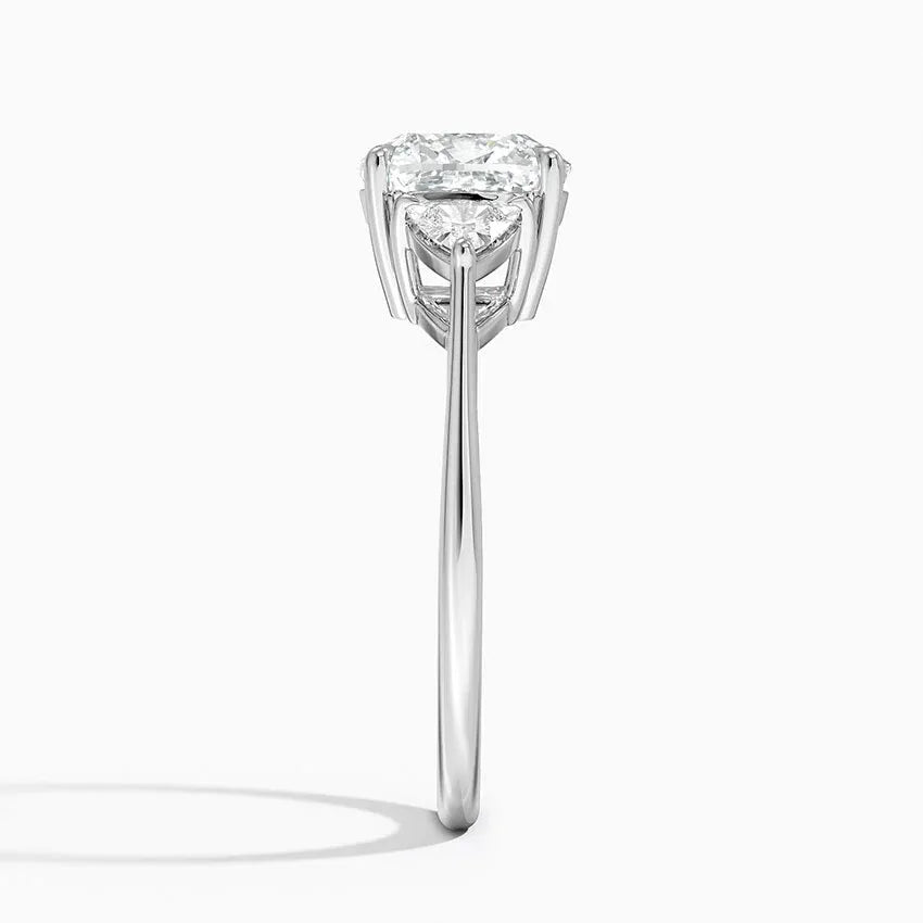 Trillion Cut Three Stone Cushion Engagement Ring