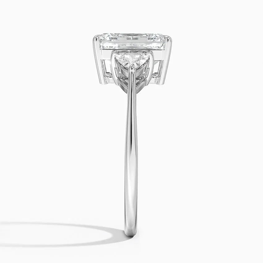 Trillion Cut Three Stone Emerald Engagement Ring