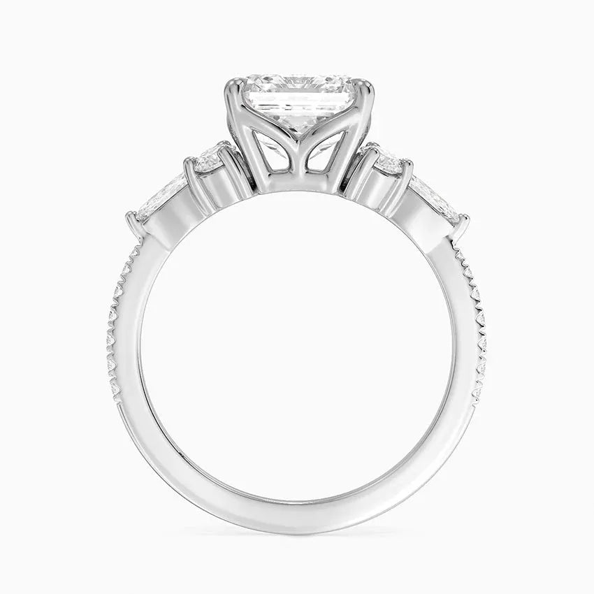 round & pear cluster pave Asscher Cut Engagement Ring