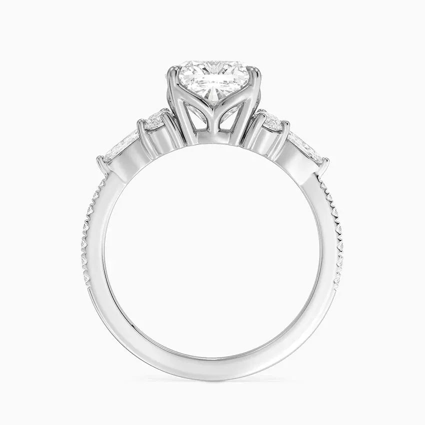round & pear cluster pave Cushion Cut Engagement Ring