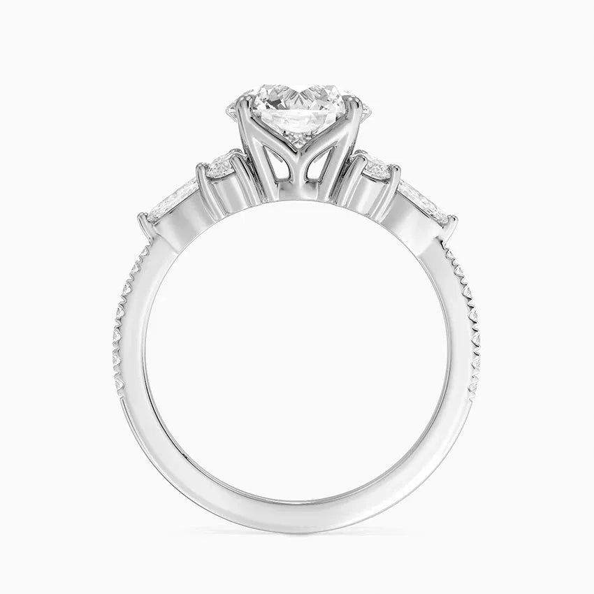 round & pear cluster pave Round Cut Engagement Ring