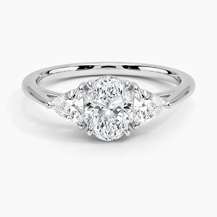 Trillion Cut Three Stone Oval Engagement Ring
