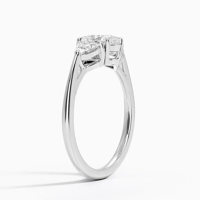 Trillion Cut Three Stone Oval Engagement Ring