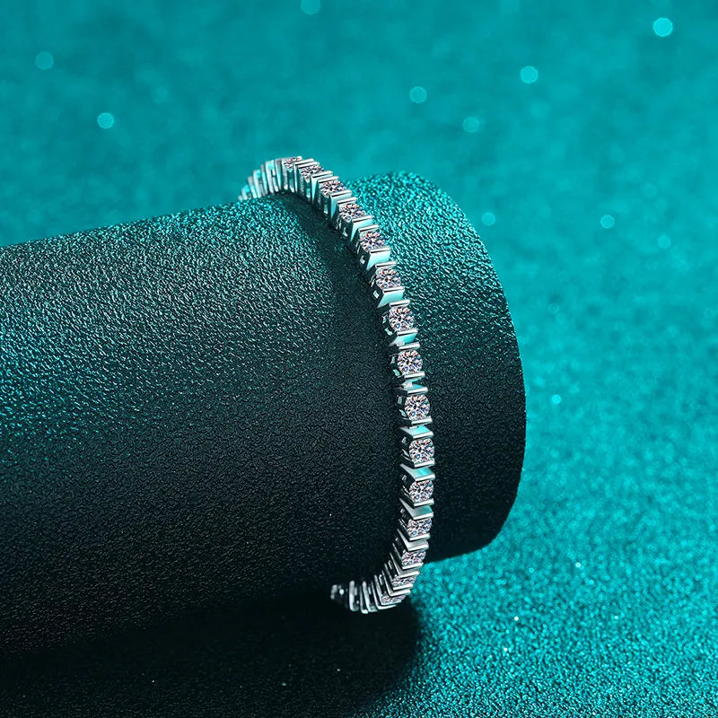 Moissanite Box-Set Tennis Bracelet