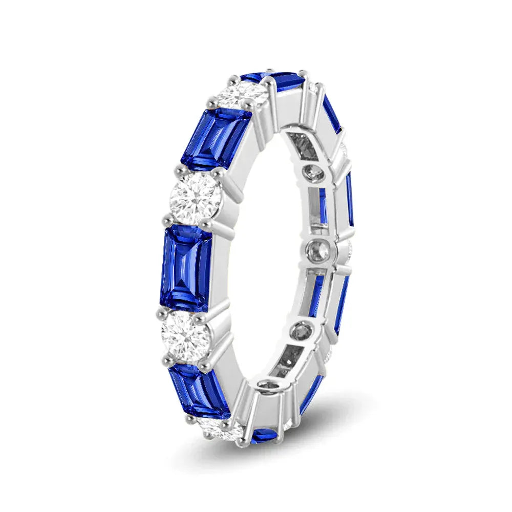 Sapphire and Lab Grown Diamond Eternity Band