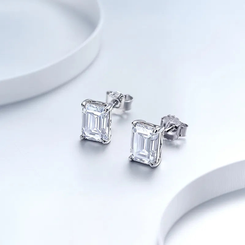 Pattern Emerald Moissanite Earrings