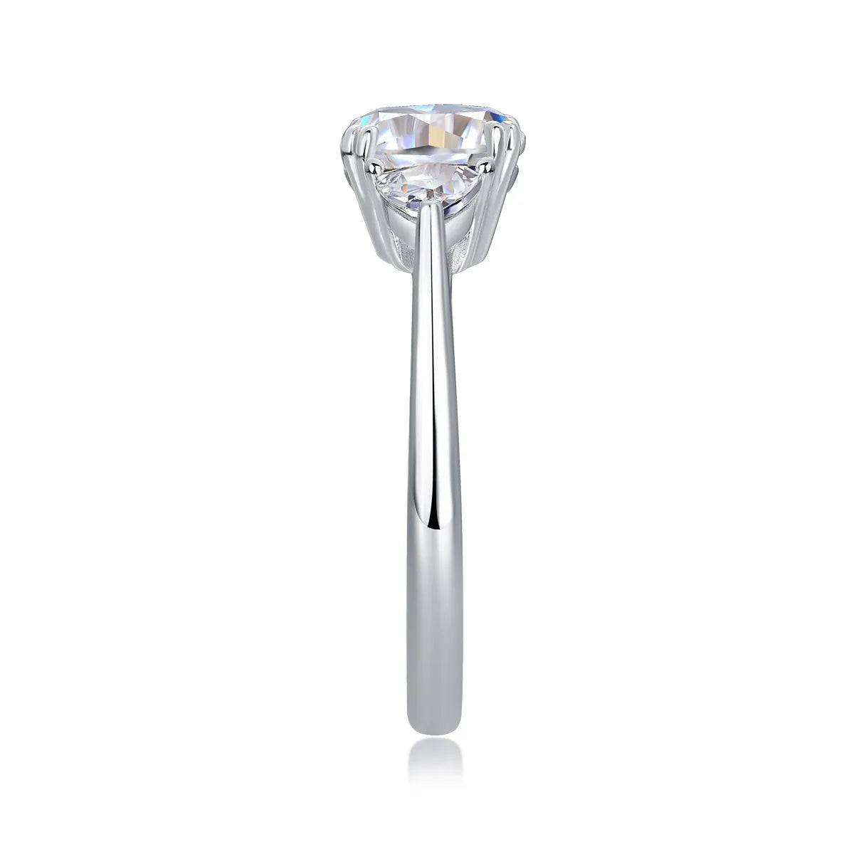 Trillion Three-Stone Double-Prong Cushion Moissanite Engagement Ring