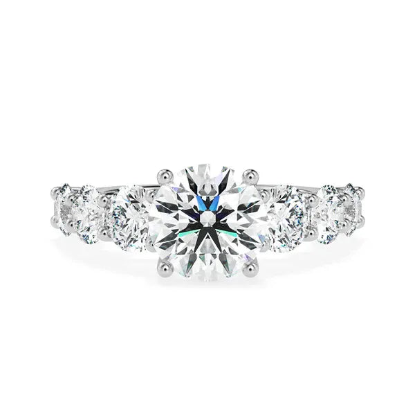Classic Graduated Seven Stone Round Cut Moissanite Engagement Ring