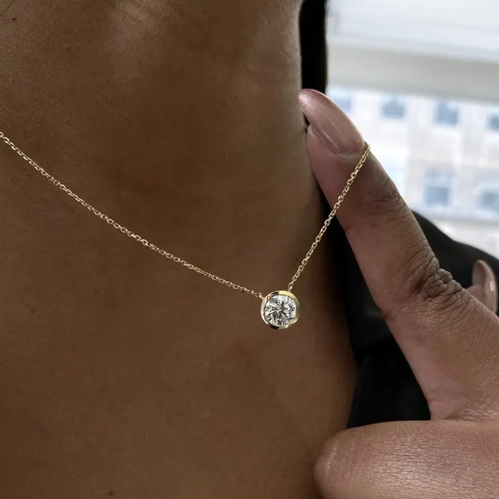 Round Bezel Moissanite Pendant