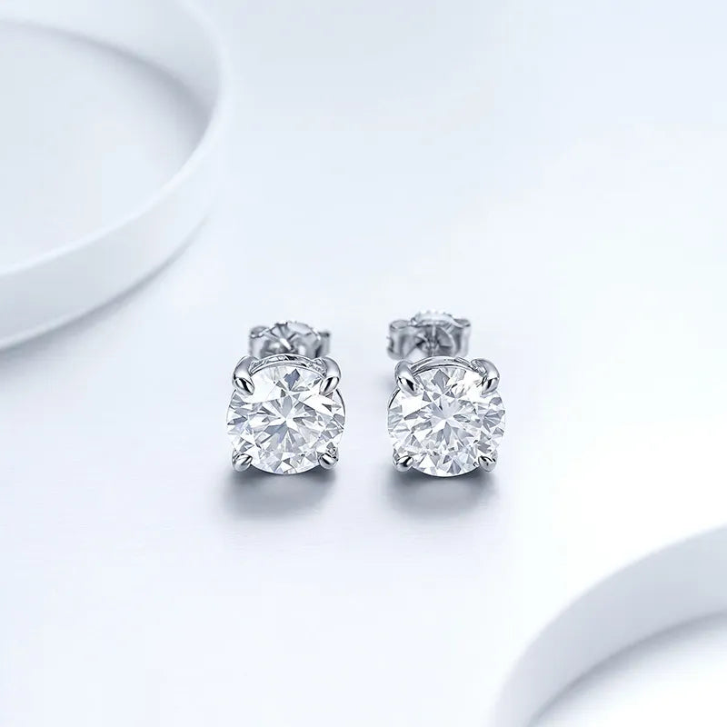 Pattern Round Moissanite Earrings