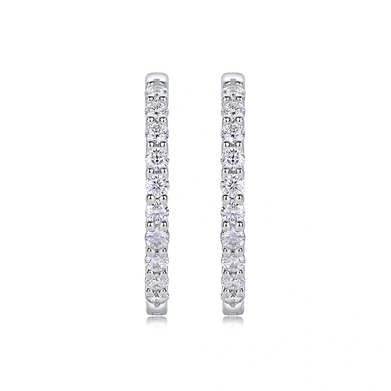 Inside Out Share Prong Moissanite Hoop Earrings