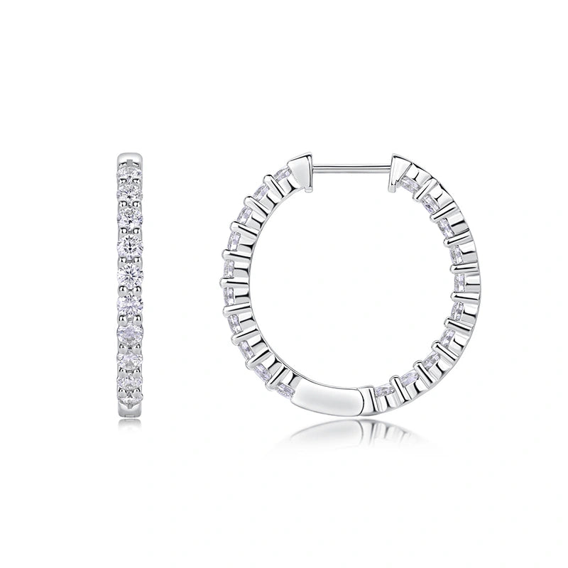 Inside Out Share Prong Moissanite Hoop Earrings