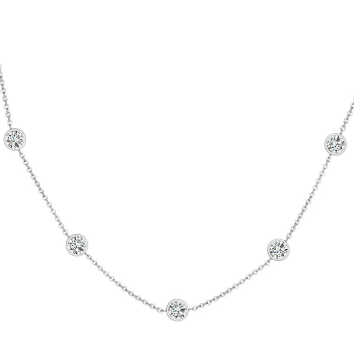 Five Stone Bezel Moissanite Necklace