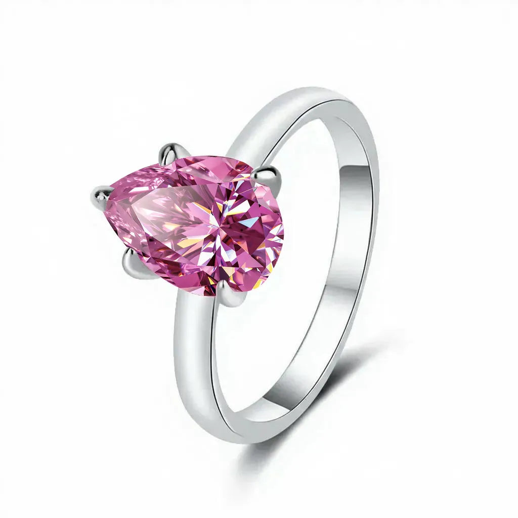 Pink Pear Solitaire Moissanite Engagement Ring