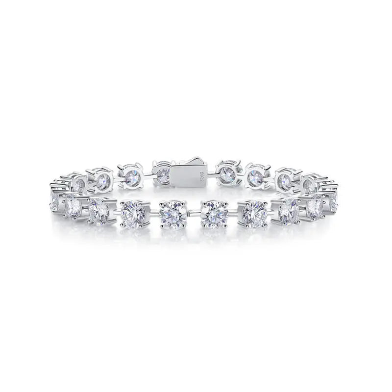 Round Moissanite Link Tennis Bracelet