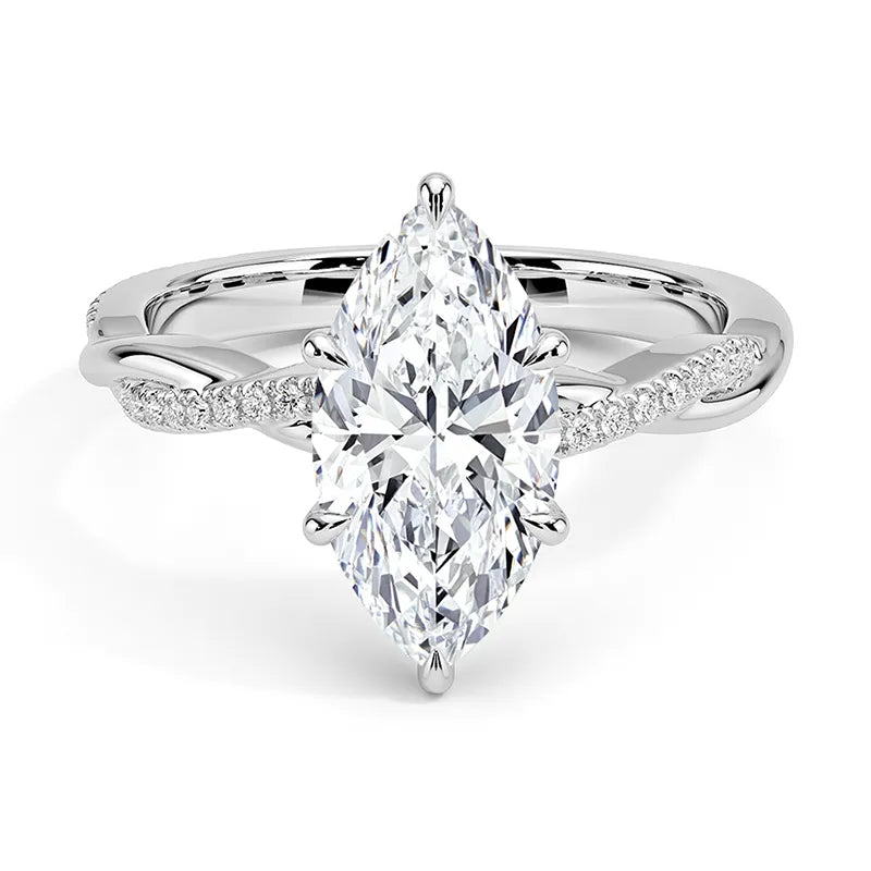 Twisted Vine Hidden Halo Marquise Moissanite Ring