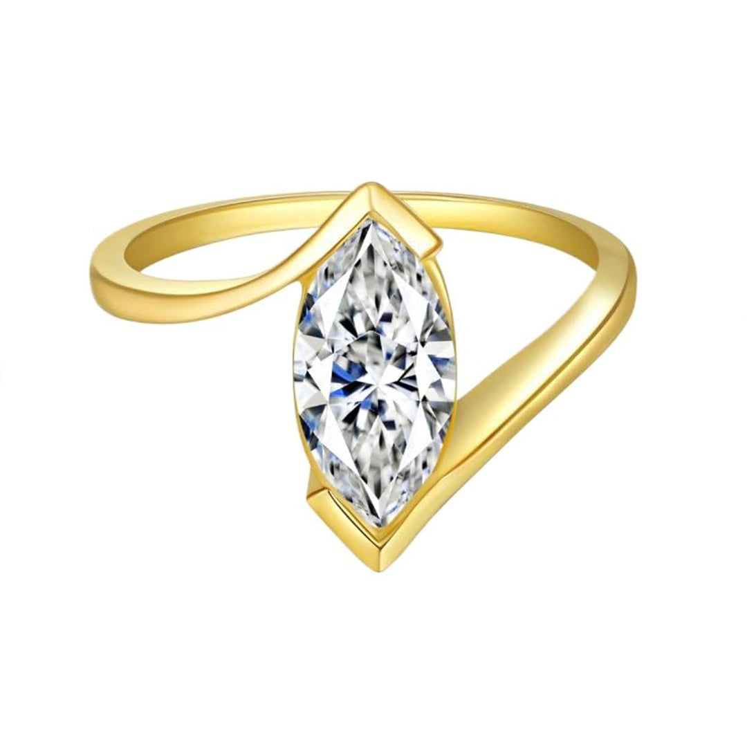 Marquise Moissanite Curved Bypass Ring