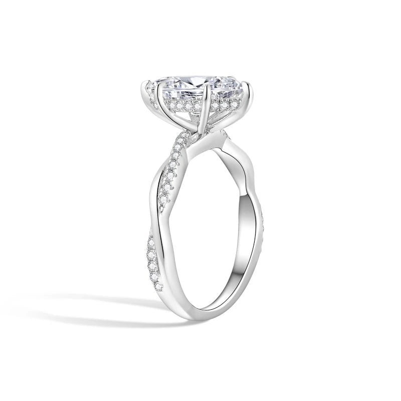 Twisted Vine Hidden Halo Marquise Moissanite Ring