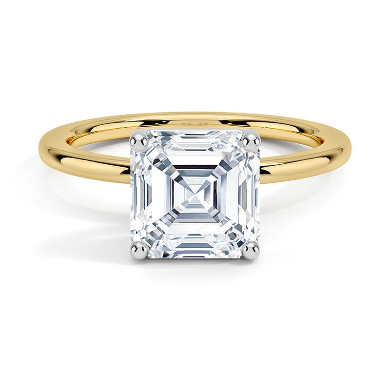 Mixed Metal Basket Set Asscher Engagement Ring