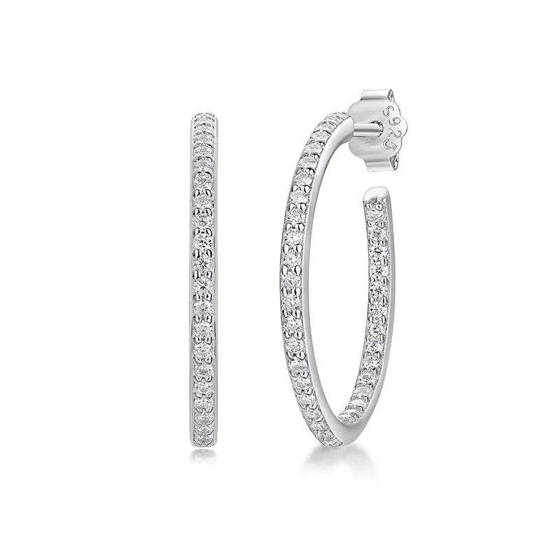 Tiny Moissanite Open Hoop Earrings