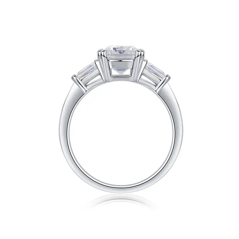 Tapered Baguette Three Stone Oval Moissanite Engagement Ring 3.0 ct
