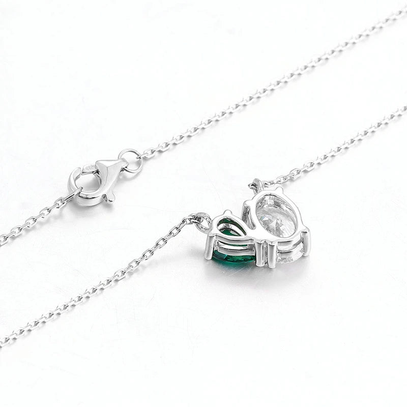 Oval Moissanite&Pear-shaped Emerald Toi Et Moi Pendant