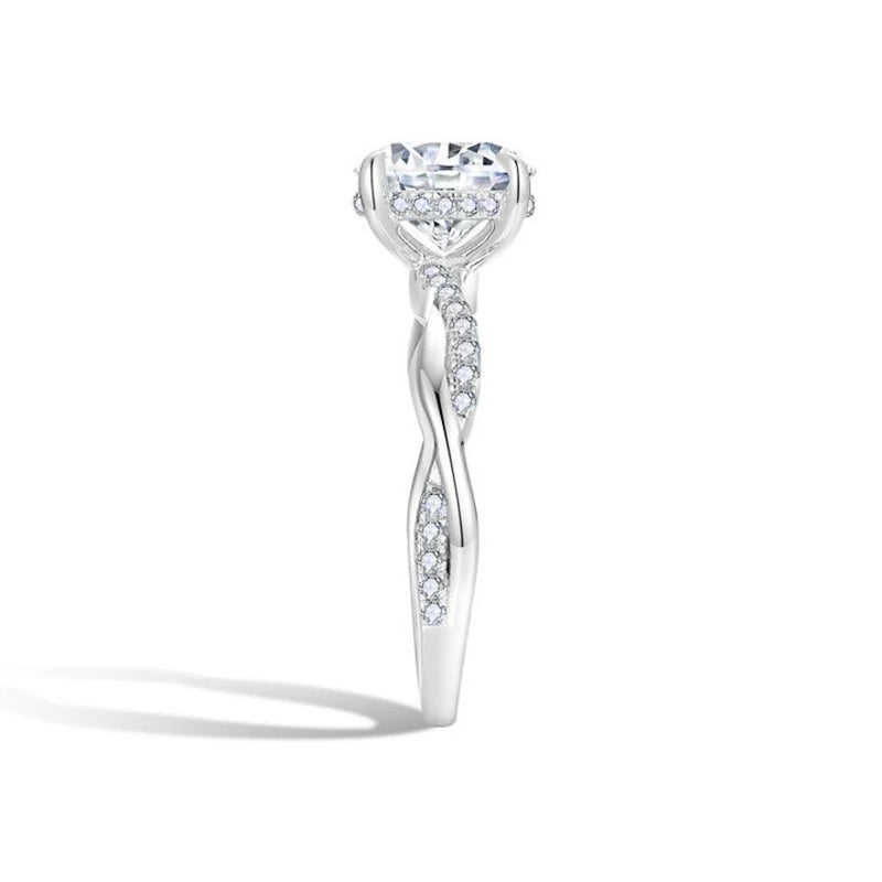 Twisted Vine Hidden Halo Oval Moissanite Ring