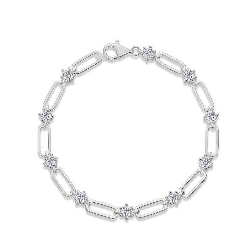 Moissanite Paperclip Chain Bracelet